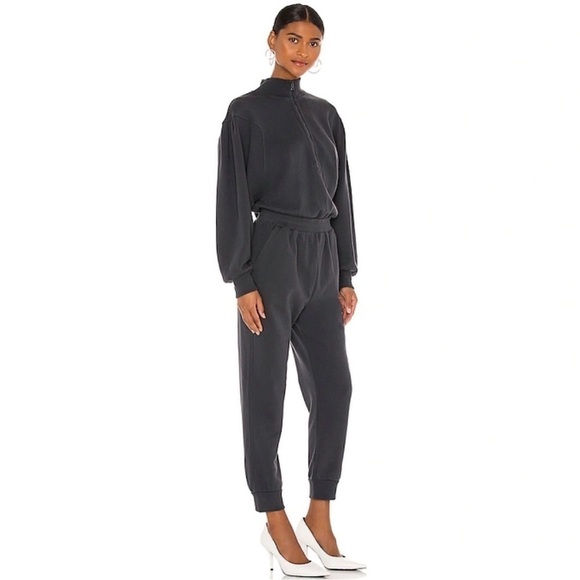 Frame Denim Pants - NWT Frame Easy Jumpsuit French Terry Organic Pima Cotton Faded Noir XS